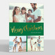 Green Merry Christmas Starburst Gold Foil Holiday Photo Cards Image 1 of 6